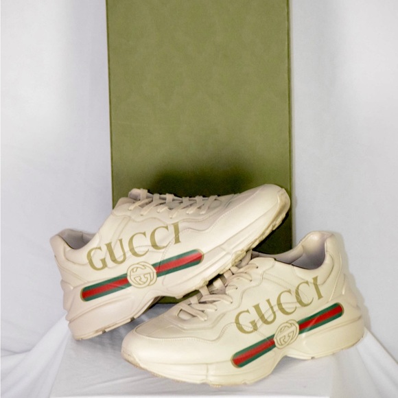 Gucci Beige Rhyton Low Top Sneakers - Picture 1 of 5